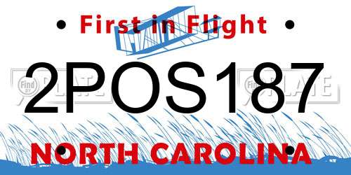 2POS187 North Carolina License Plate