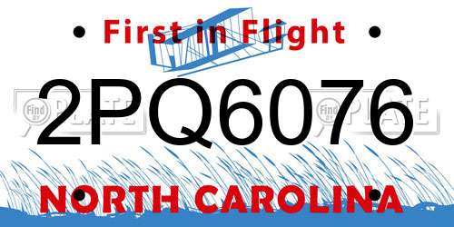 2PQ6076 North Carolina License Plate