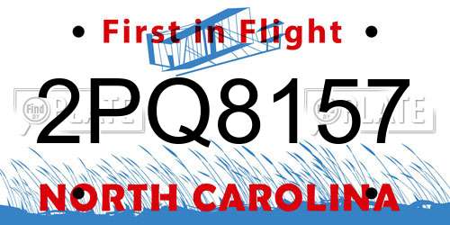 2PQ8157 North Carolina License Plate
