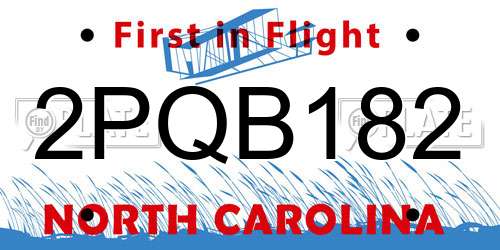 2PQB182 North Carolina License Plate