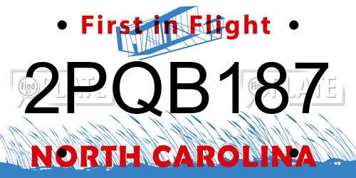 2PQB187 North Carolina License Plate