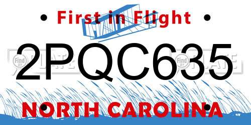 2PQC635 North Carolina License Plate