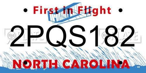 2PQS182 North Carolina License Plate