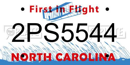 2PS5544 North Carolina License Plate