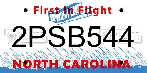 2PSB544 North Carolina License Plate