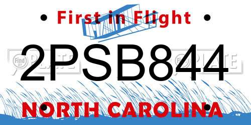 2PSB844 North Carolina License Plate