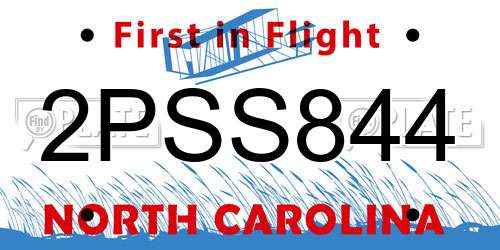 2PSS844 North Carolina License Plate