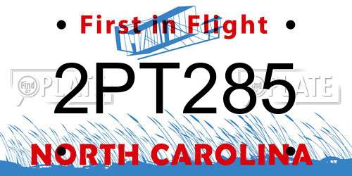 2PT285 North Carolina License Plate