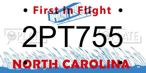 2PT755 North Carolina License Plate