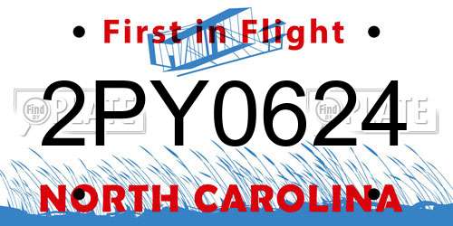 2PY0624 North Carolina License Plate