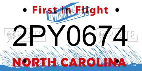 2PY0674 North Carolina License Plate
