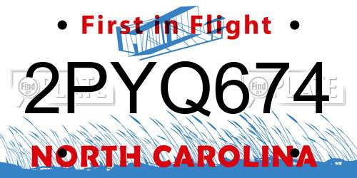 2PYQ674 North Carolina License Plate