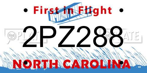 2PZ288 North Carolina License Plate