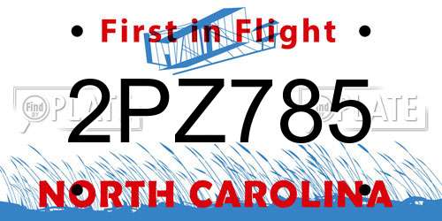 2PZ785 North Carolina License Plate
