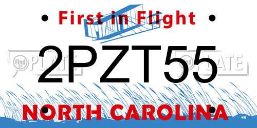 2PZT55 North Carolina License Plate