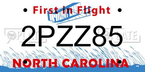 2PZZ85 North Carolina License Plate