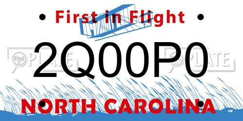 2Q00P0 North Carolina License Plate