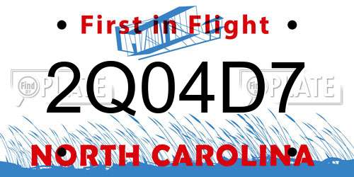 2Q04D7 North Carolina License Plate