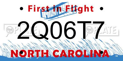2Q06T7 North Carolina License Plate