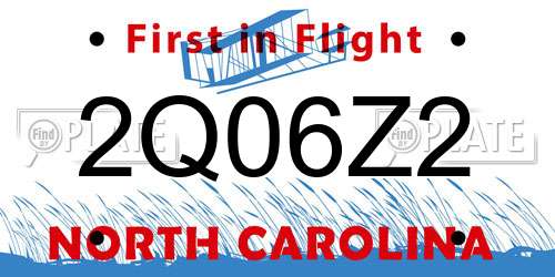 2Q06Z2 North Carolina License Plate