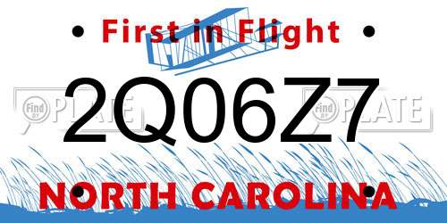 2Q06Z7 North Carolina License Plate