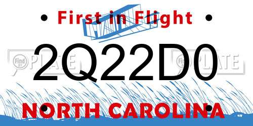 2Q22D0 North Carolina License Plate