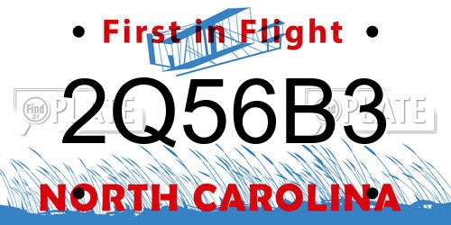 2Q56B3 North Carolina License Plate