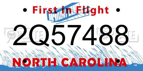 2Q57488 North Carolina License Plate