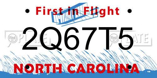 2Q67T5 North Carolina License Plate
