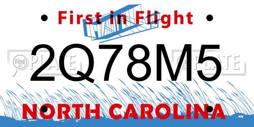 2Q78M5 North Carolina License Plate