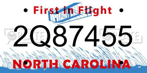 2Q87455 North Carolina License Plate