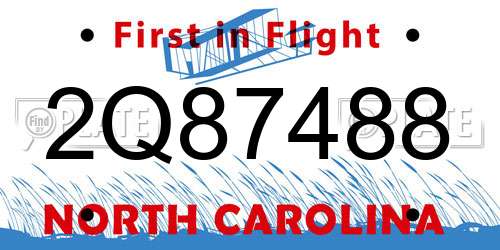 2Q87488 North Carolina License Plate