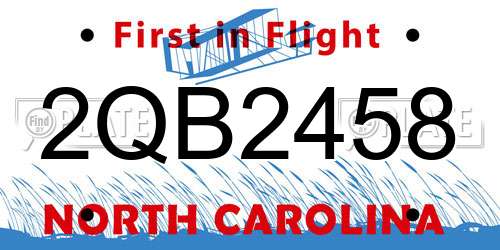 2QB2458 North Carolina License Plate