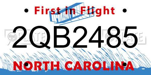 2QB2485 North Carolina License Plate
