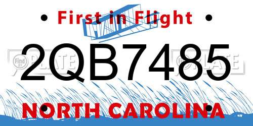 2QB7485 North Carolina License Plate