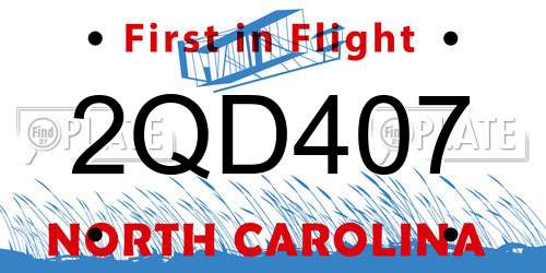 2QD407 North Carolina License Plate