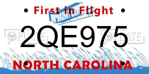 2QE975 North Carolina License Plate