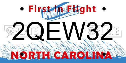 2QEW32 North Carolina License Plate