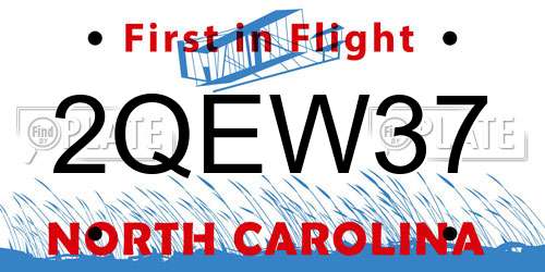 2QEW37 North Carolina License Plate