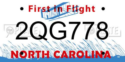2QG778 North Carolina License Plate