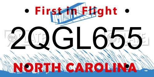 2QGL655 North Carolina License Plate