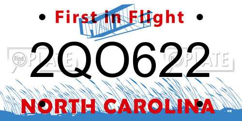 2QO622 North Carolina License Plate