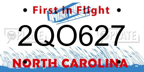2QO627 North Carolina License Plate
