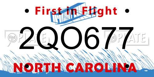 2QO677 North Carolina License Plate