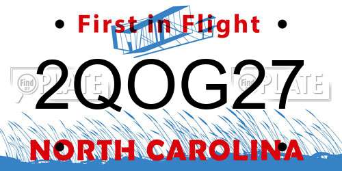 2QOG27 North Carolina License Plate