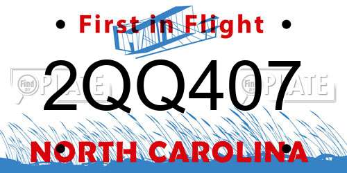 2QQ407 North Carolina License Plate