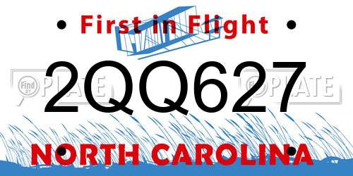 2QQ627 North Carolina License Plate