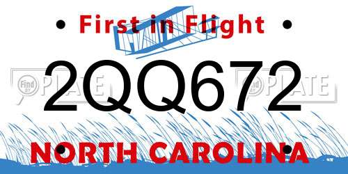 2QQ672 North Carolina License Plate