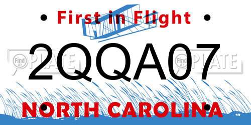2QQA07 North Carolina License Plate
