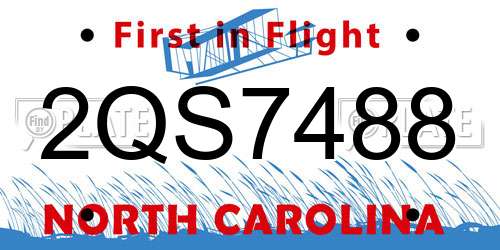 2QS7488 North Carolina License Plate